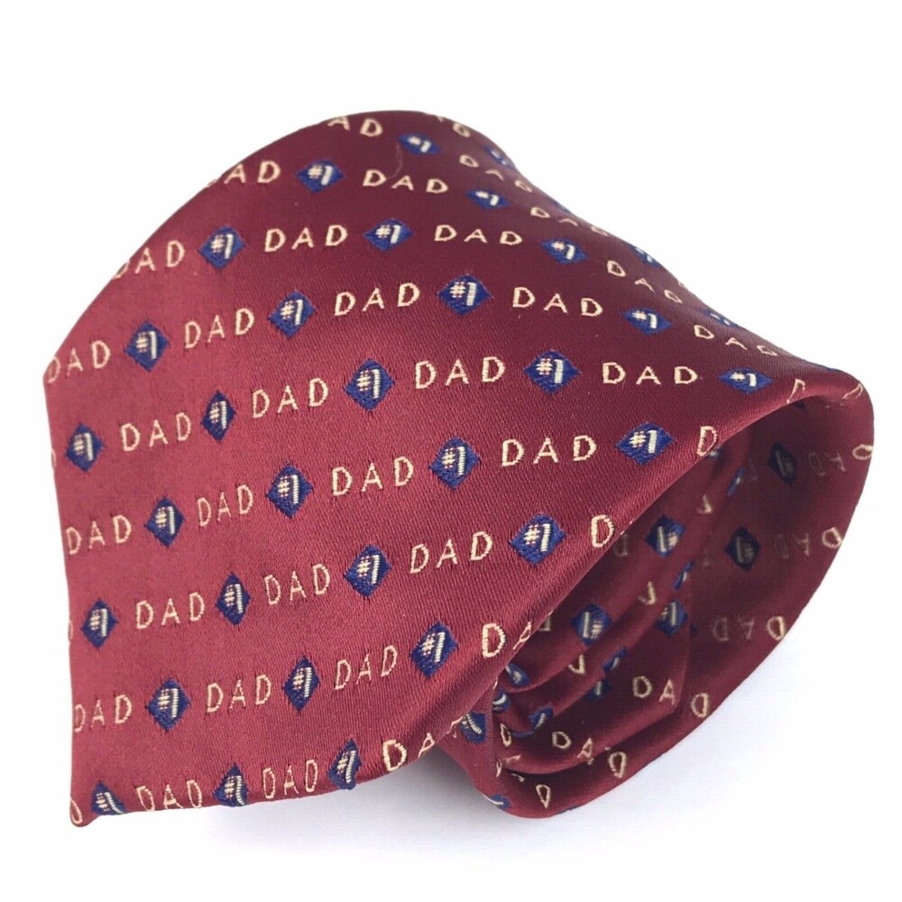 #1 Dad Father Family Father's Day Gift Red Classic Short Men's Tie Necktie 3x54" - Picture 3 of 9
